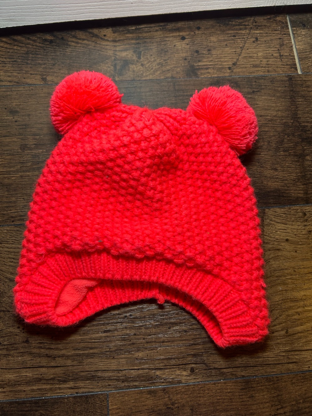 Baby GAP Pom-Pom Knit Balaclava Hat - Bright Neon Pink
